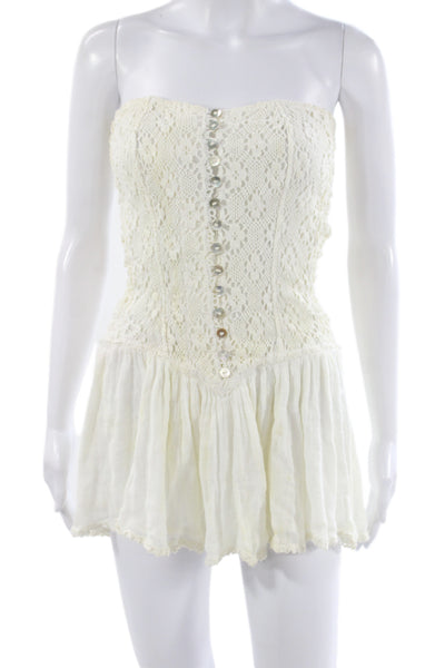 Jens Pirate Booty Women Corset Top Ivory 100% Cotton Sweetheart Boho Size XS