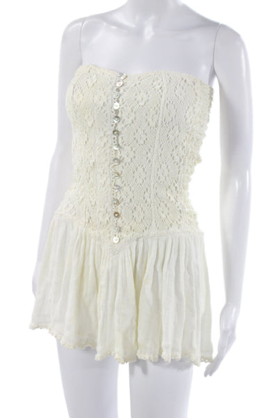 Jens Pirate Booty Women Corset Top Ivory 100% Cotton Sweetheart Boho Size XS