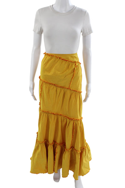 Jean Paul Gaultier Womens Yellow Maxi Skirt Polyester Zip Size 6