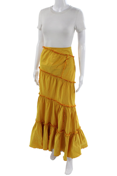 Jean Paul Gaultier Womens Yellow Maxi Skirt Polyester Zip Size 6
