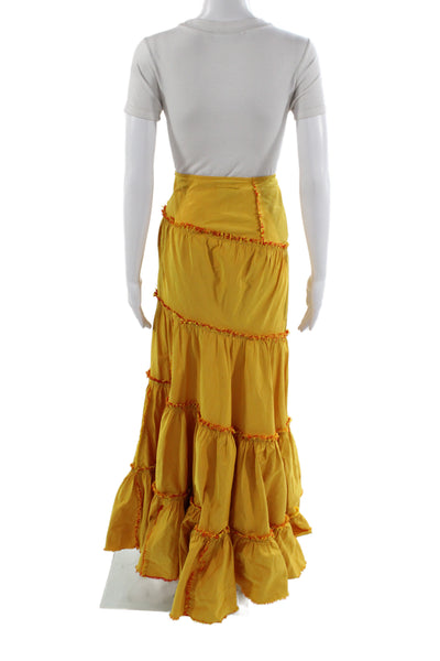 Jean Paul Gaultier Womens Yellow Maxi Skirt Polyester Zip Size 6
