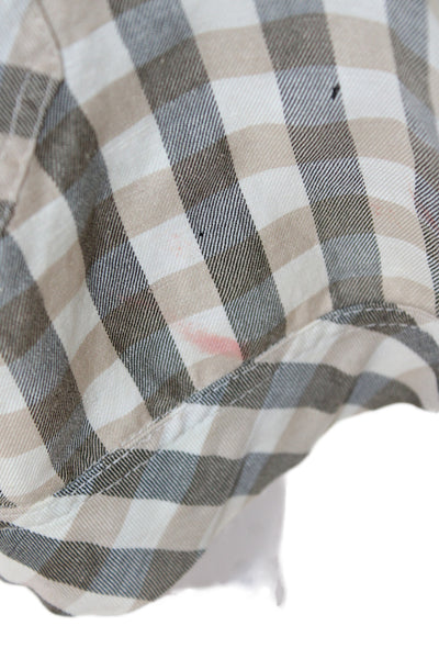 See by Chloe Women Shirt Dress Beige Gingham Cotton Short Sleeve Mini Size 6