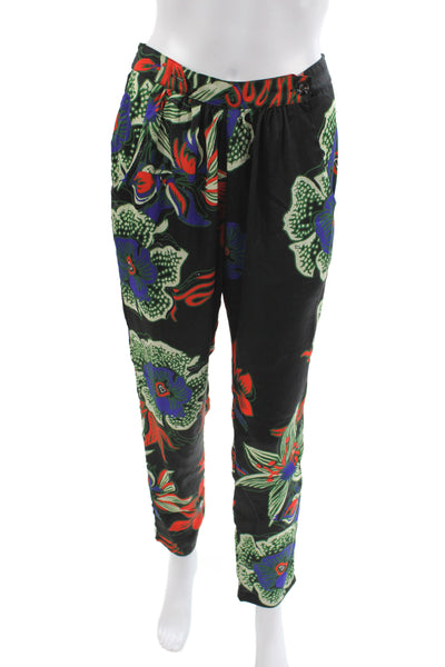 Desigual Womens Ankle Floral Pants Black Polyester Button Size 28