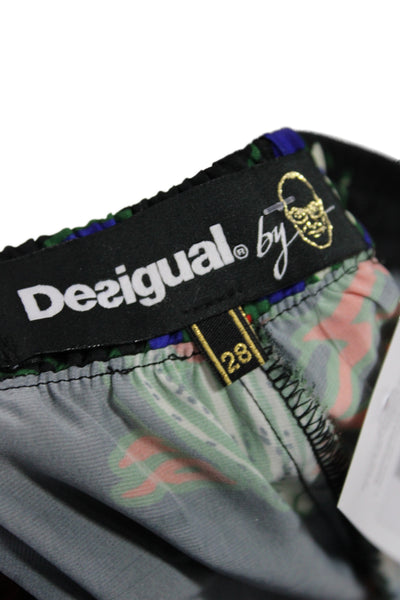 Desigual Womens Ankle Floral Pants Black Polyester Button Size 28