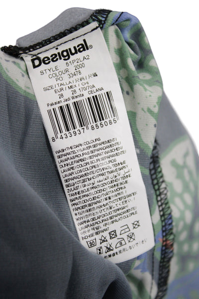 Desigual Womens Ankle Floral Pants Black Polyester Button Size 28