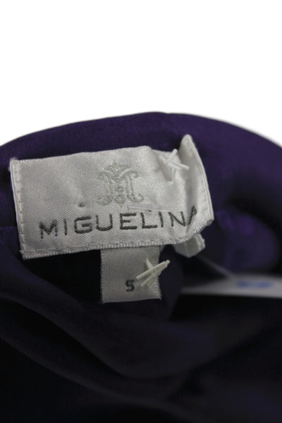 Miguelina Women Silk Halter Camisole Purple Tie Back Bohemian Size S