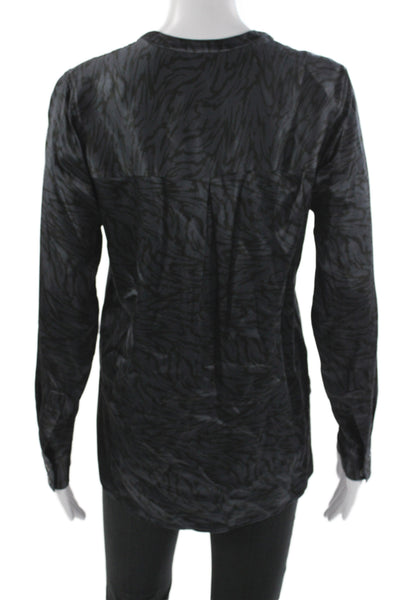Rails Womens Animal Print V Neck Long Sleeve Blouse Black Size XS