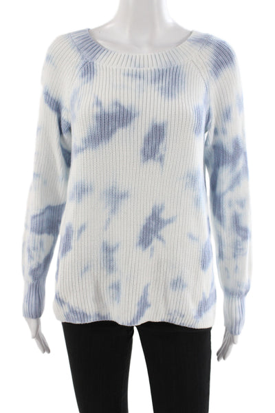 525 America Women Pullover Tie Dye Sweater Blue Round Neck Long Sleeve Size XS