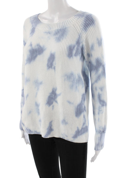 525 America Women Pullover Tie Dye Sweater Blue Round Neck Long Sleeve Size XS