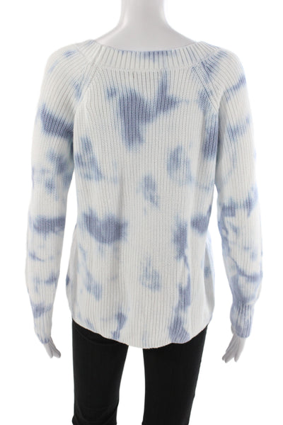 525 America Women Pullover Tie Dye Sweater Blue Round Neck Long Sleeve Size XS