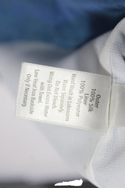 Ecru Women Camisole Blue Silk V-Neck Striped Lace-Up Sleeveless Beach Size XS