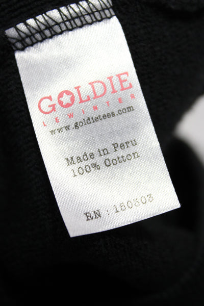 Goldie Women Jersey T-Shirt Black Scoop Neck Long Sleeve 100% Cotton Size XS