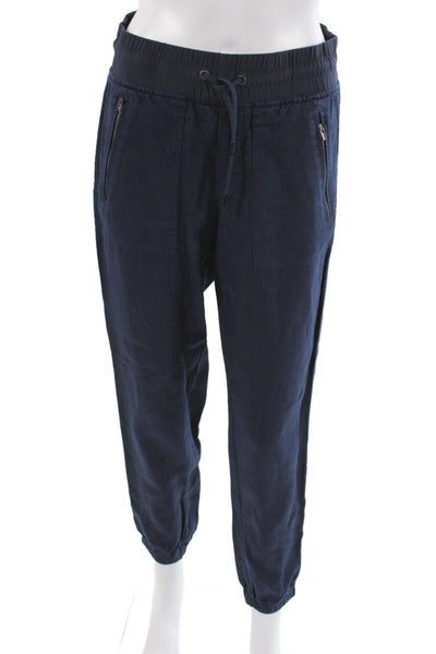 Athleta Women Jogger Pants Blue Linen Drawstring Size 2