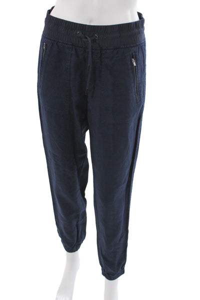 Athleta Women Jogger Pants Blue Linen Drawstring Size 2