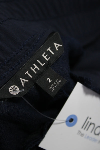 Athleta Women Jogger Pants Blue Linen Drawstring Size 2