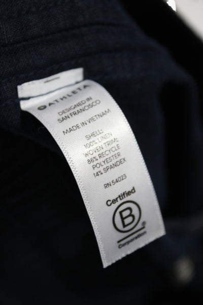 Athleta Women Jogger Pants Blue Linen Drawstring Size 2