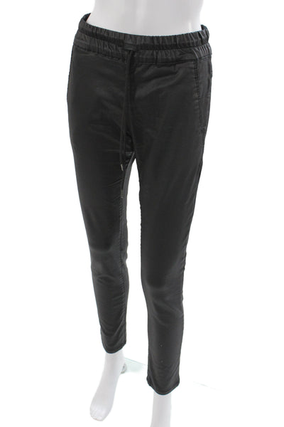 Flog Womens Jogger Pants Black Cotton Drawstring Casual Size 26