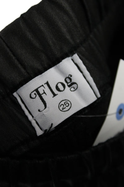 Flog Womens Jogger Pants Black Cotton Drawstring Casual Size 26
