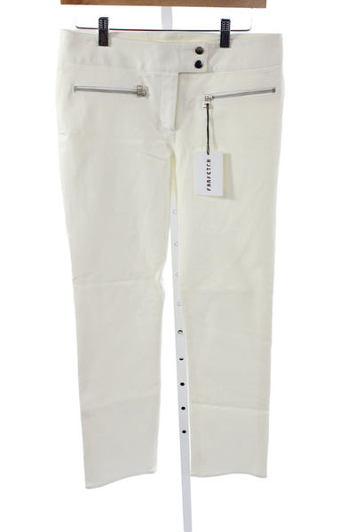 Veronica Beard Women White Dress Pants High Rise Button Size 6