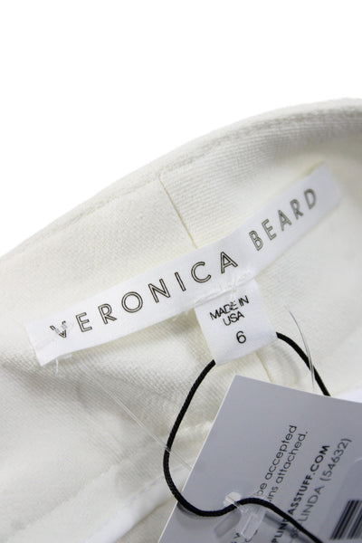 Veronica Beard Women White Dress Pants High Rise Button Size 6