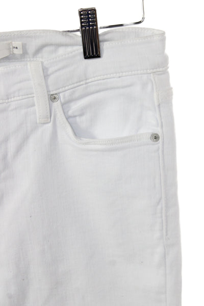 Hudson Womens White Bootcut Jeans Cotton High Rise Inseam 32 Size 28