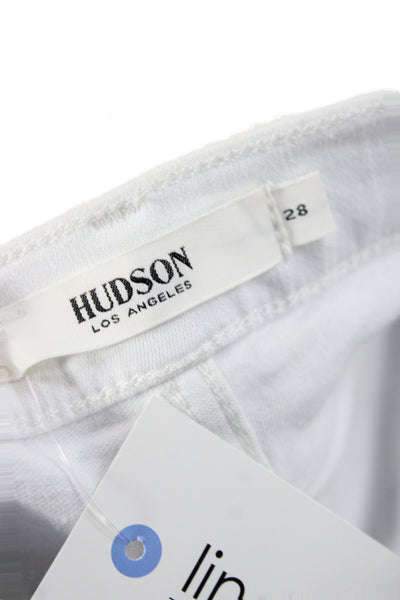 Hudson Womens White Bootcut Jeans Cotton High Rise Inseam 32 Size 28