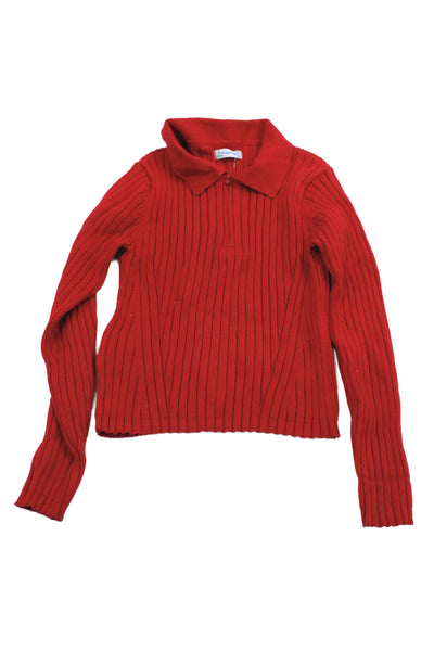 Mayoral Girls Collared Long Sleeve 1/4 Zip Pullover Sweater Red Size 8