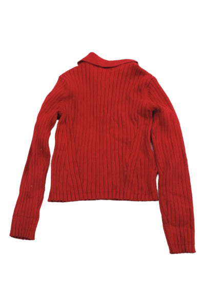 Mayoral Girls Collared Long Sleeve 1/4 Zip Pullover Sweater Red Size 8