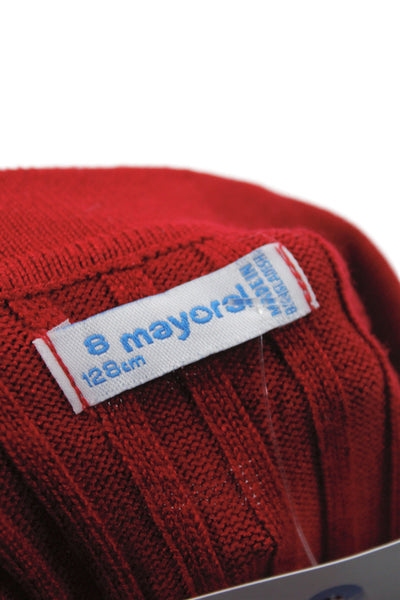 Mayoral Girls Collared Long Sleeve 1/4 Zip Pullover Sweater Red Size 8