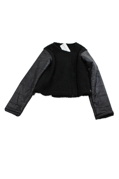 Manila Grace Girls Long Sleeve Zippered Asymmetrical Jacket Black Size 12