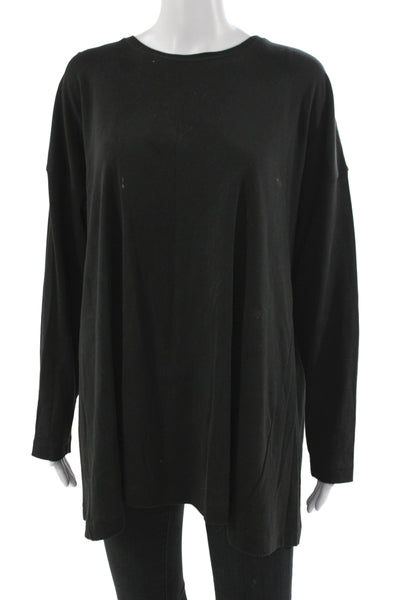 Eskandar Womens Black Cotton Round Neck Tunic Long Sleeve Size One Size
