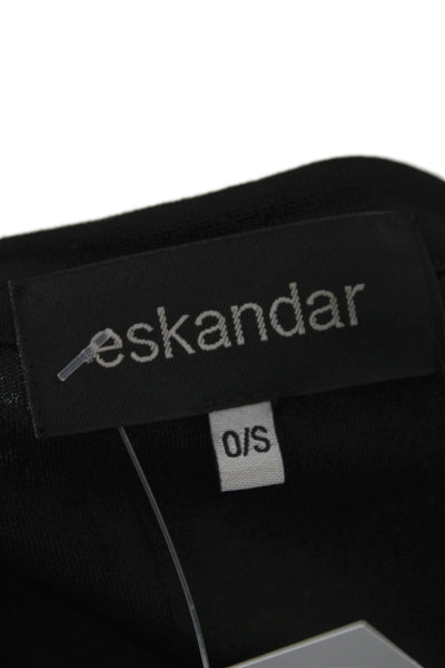 Eskandar Womens Black Cotton Round Neck Tunic Long Sleeve Size One Size