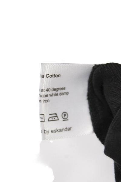Eskandar Womens Black Cotton Round Neck Tunic Long Sleeve Size One Size