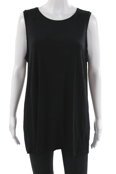 Eileen Fisher Womens Black Sleeveless Round Neck Basic Tank 95% Viscose Size PL