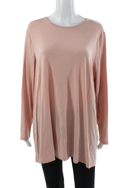 Eileen Fisher Women Tunic T-Shirt Long Sleeve Round Neck Pink Size XL
