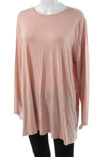 Eileen Fisher Women Tunic T-Shirt Long Sleeve Round Neck Pink Size XL