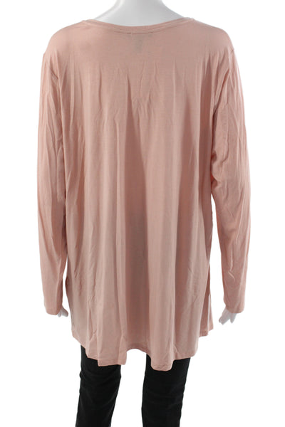 Eileen Fisher Women Tunic T-Shirt Long Sleeve Round Neck Pink Size XL