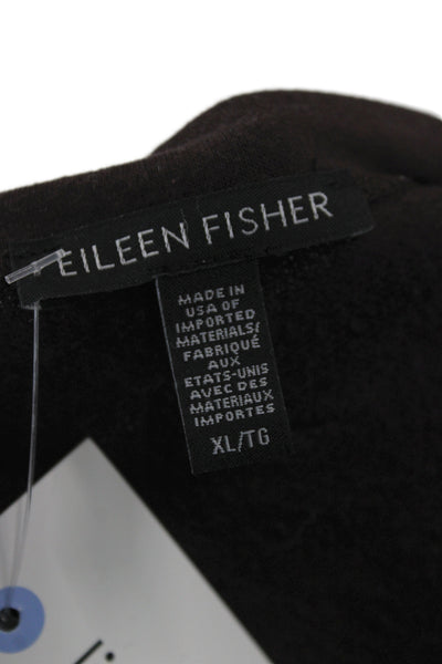 Eileen Fisher Women Tunic T-Shirt Brown Long Sleeve Crew Neck Tencel Size XL