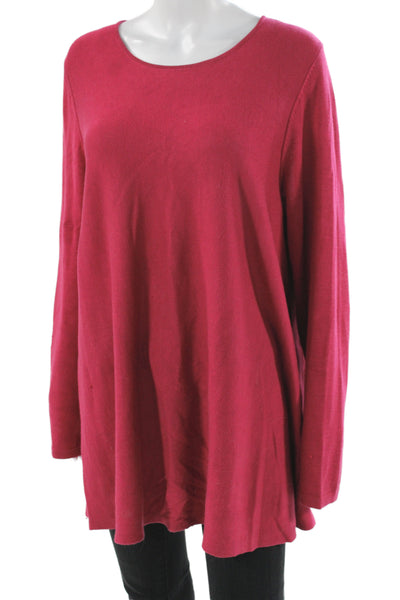 Eileen Fisher Women Red Pullover Sweater Scoop Neck Long Sleeve Tencel Size XL