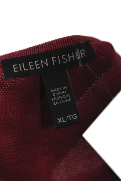 Eileen Fisher Women Red Pullover Sweater Scoop Neck Long Sleeve Tencel Size XL