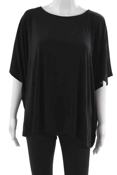 Eileen Fisher Women Basic Black T-Shirt 95% Tencel Short Sleeve Size 1X