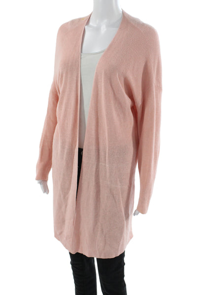 Eileen Fisher Women Cardigan V-Neck Long Sleeve Pink Organic Linen Size M