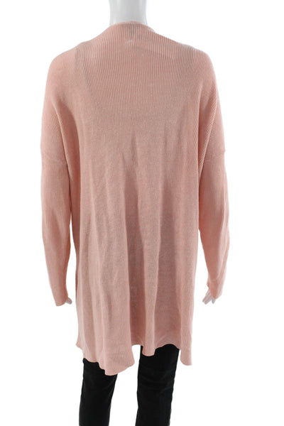 Eileen Fisher Women Cardigan V-Neck Long Sleeve Pink Organic Linen Size M