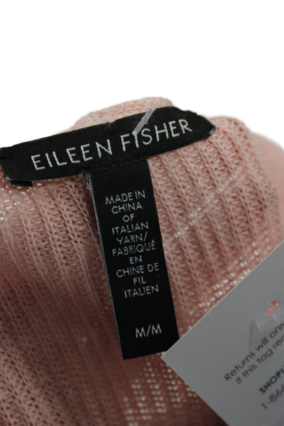 Eileen Fisher Women Cardigan V-Neck Long Sleeve Pink Organic Linen Size M