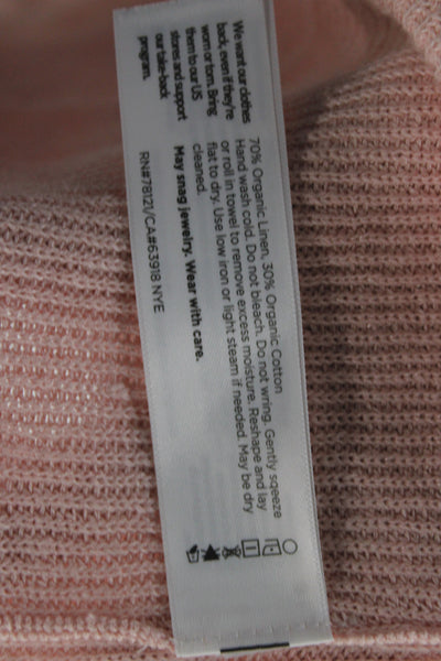 Eileen Fisher Women Cardigan V-Neck Long Sleeve Pink Organic Linen Size M