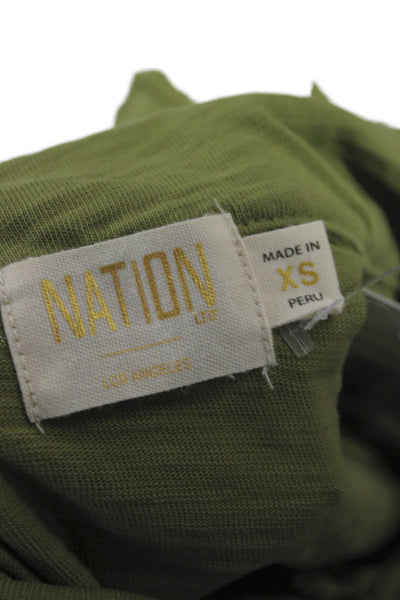 Nation LTD Womens Cropped Sleeveless Collared Cotton Button-Up Green Size XS