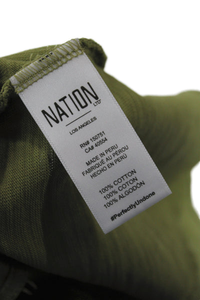 Nation LTD Womens Cropped Sleeveless Collared Cotton Button-Up Green Size XS