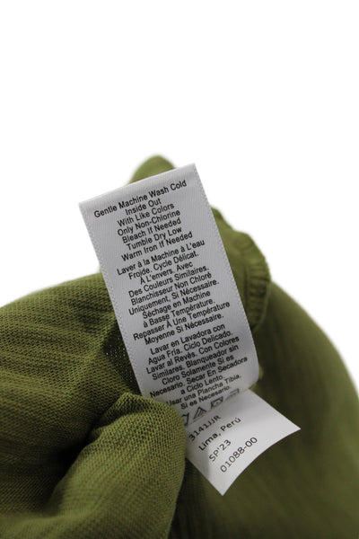 Nation LTD Womens Cropped Sleeveless Collared Cotton Button-Up Green Size XS