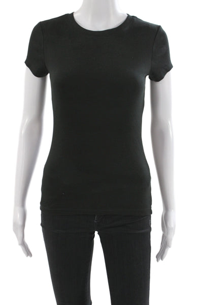 Club Monaco Women Black Cotton Crew Neck Short Sleeve Basic T-Shirt Size S