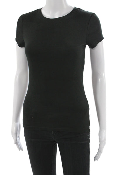 Club Monaco Women Black Cotton Crew Neck Short Sleeve Basic T-Shirt Size S